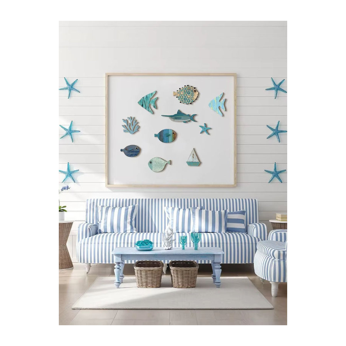 JETTING 10er Set Fisch Wanddekoration aus Holz in Mehrfarbig für maritimes Küsten- und Stranddesign - Bild 7