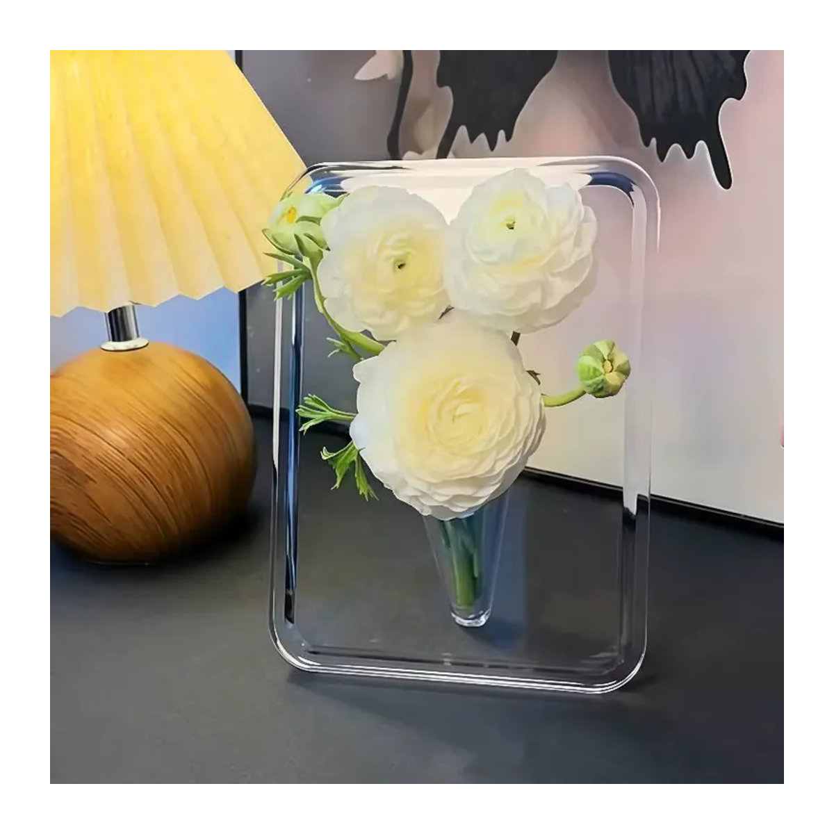 JETTING Acryl-Fotorahmen-Vase aus transparentem Kunststoff für Schnittblumen, moderne Hydrokultur-Blumenvase in rechteckiger Form als Tischdekoration - Bild 4