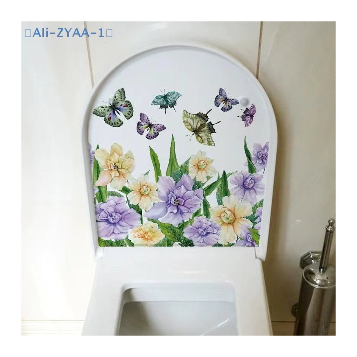 JETTING Badezimmer Toilettensitz Aufkleber mit floralem Schmetterlingsdesign, selbstklebend, mehrfarbig - Bild 3
