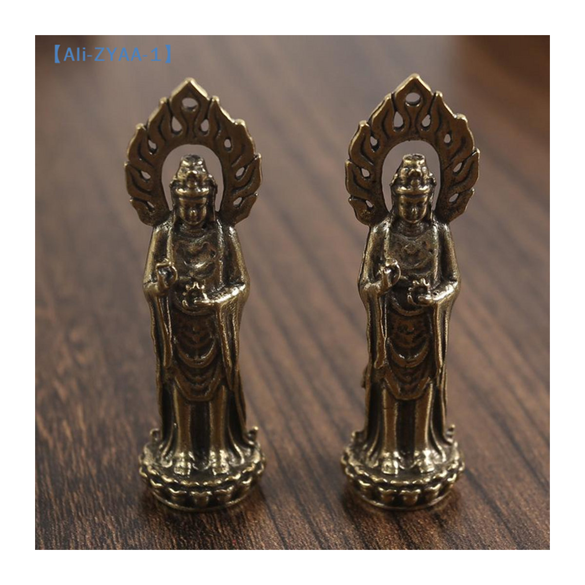 JETTING Buddha Guanyin Statue Bodhisattva aus Metall in Gold, stehende orientalische Desktop-Dekoration - Bild 1