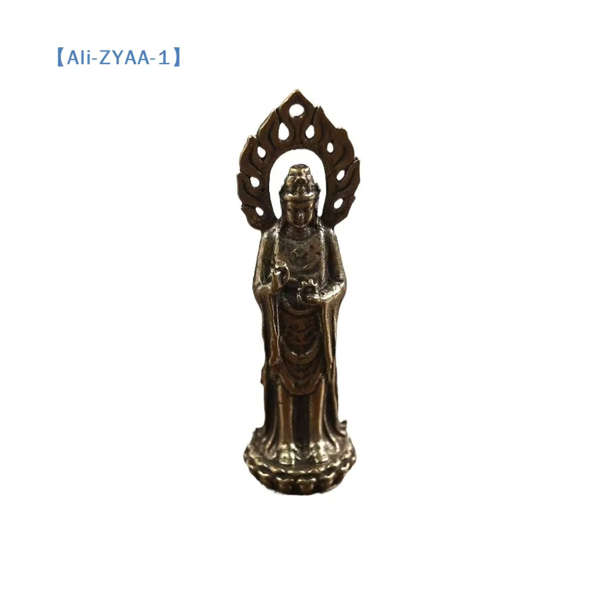 JETTING Buddha Guanyin Statue Bodhisattva aus Metall in Gold, stehende orientalische Desktop-Dekoration - Bild 3