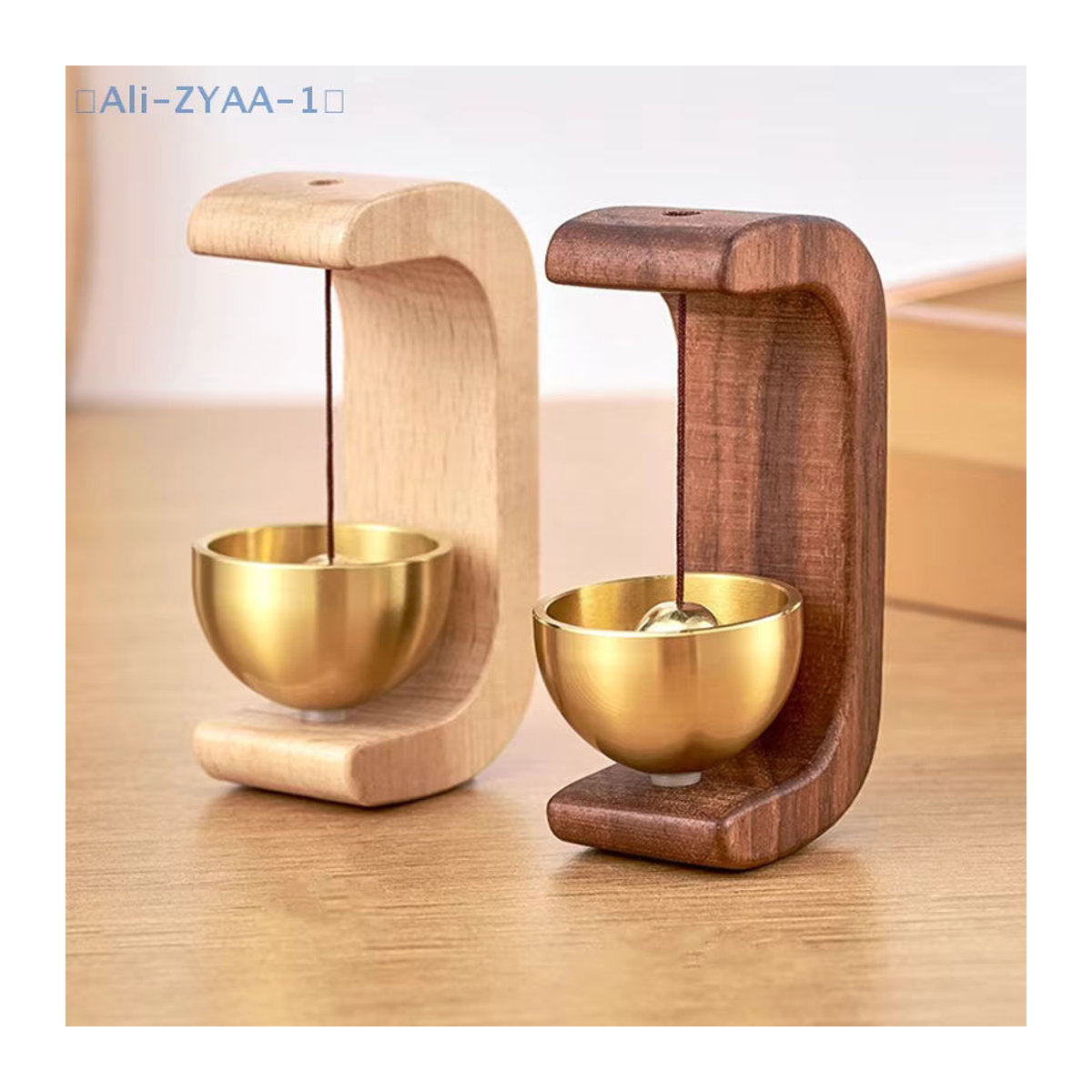 JETTING Dekorative Holz-Türklingel in Gold mit geometrischem Design und Schnur zum Aufhängen - Bild 2