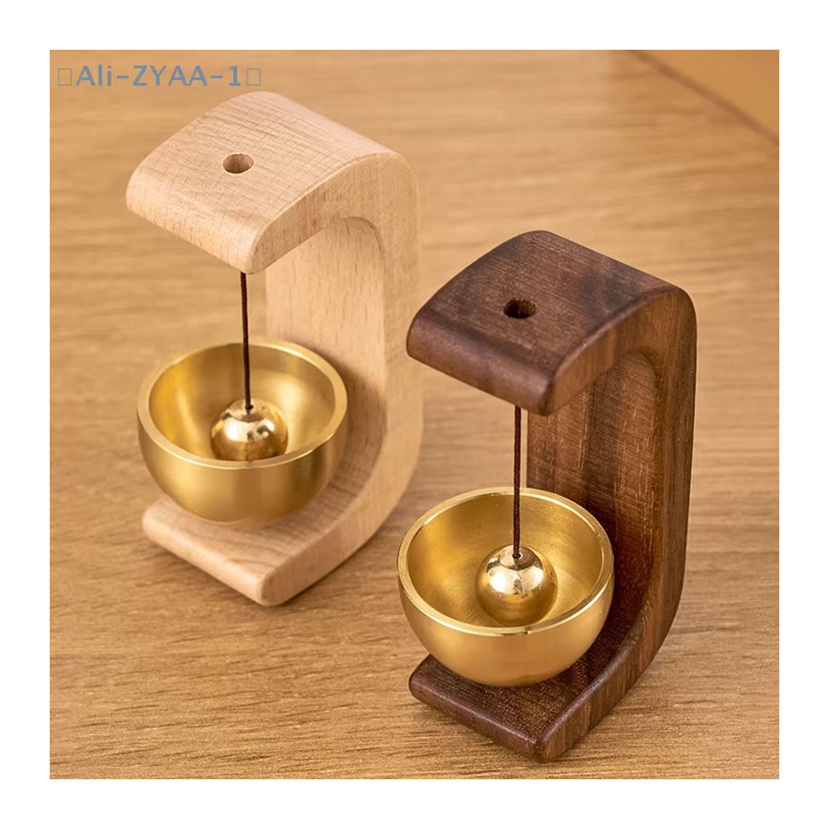 JETTING Dekorative Holz-Türklingel in Gold mit geometrischem Design und Schnur zum Aufhängen - Bild 3