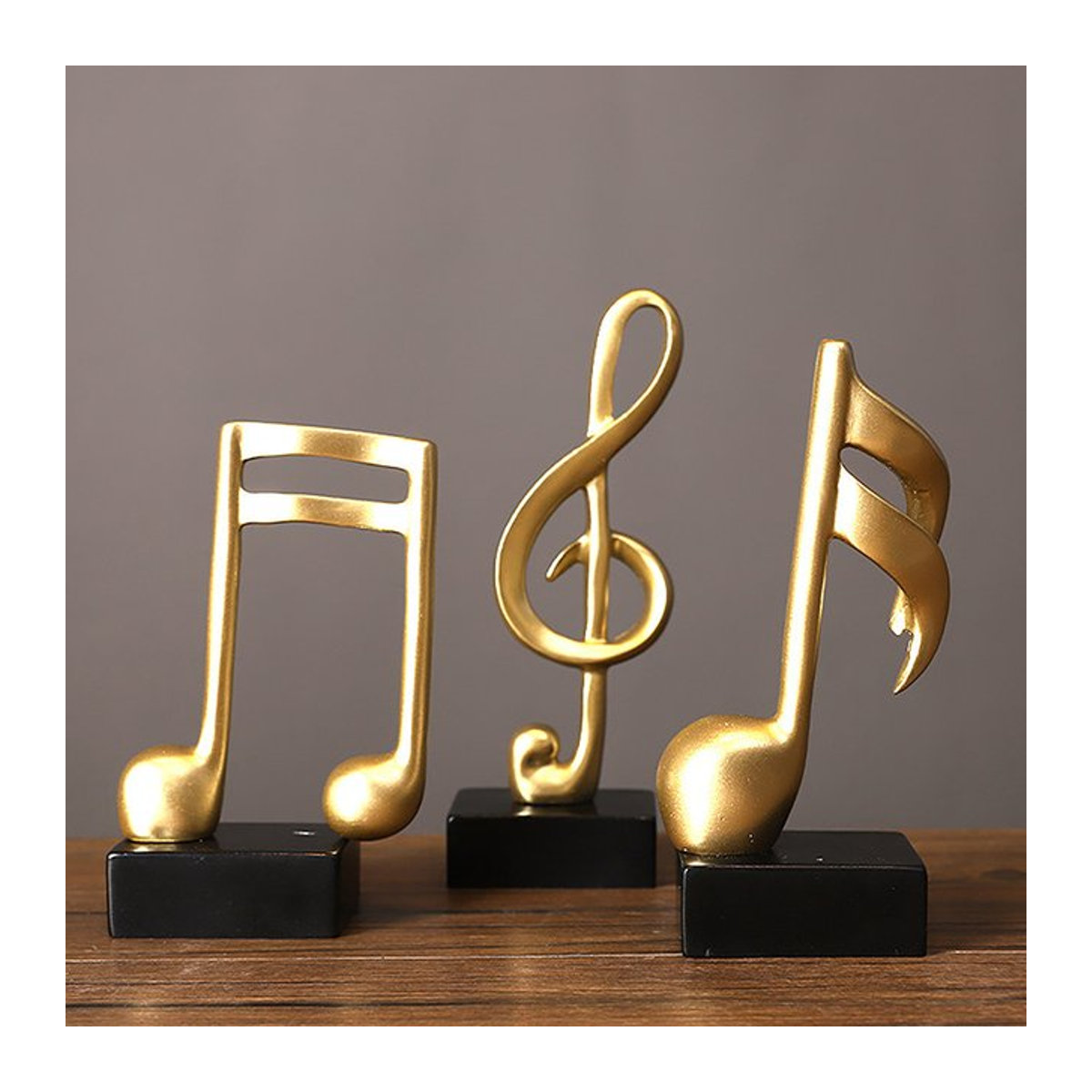JETTING Dekorative Musiknoten Ornament aus Kunstharz und Metall in Gold für Wohnzimmer und Schrank - Bild 1