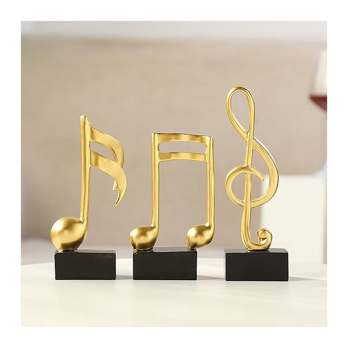 JETTING Dekorative Musiknoten Ornament aus Kunstharz und Metall in Gold für Wohnzimmer und Schrank - Bild 4