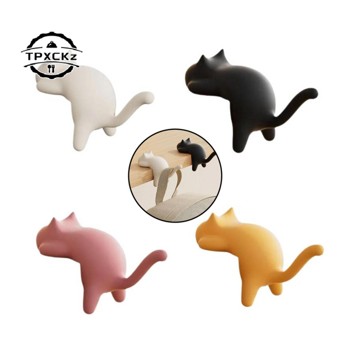 JETTING Desktop Schlüsselhalter Katze-Design als Schreibtisch Ornament in Gelb und Mehrfarbig aus Kunststoff - Bild 1