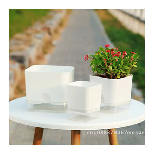 JETTING Doppelstöckiger Lazy Garden Blumentopf mit magnetischem Selbstbewässerungssystem aus Kunststoff in Weiß