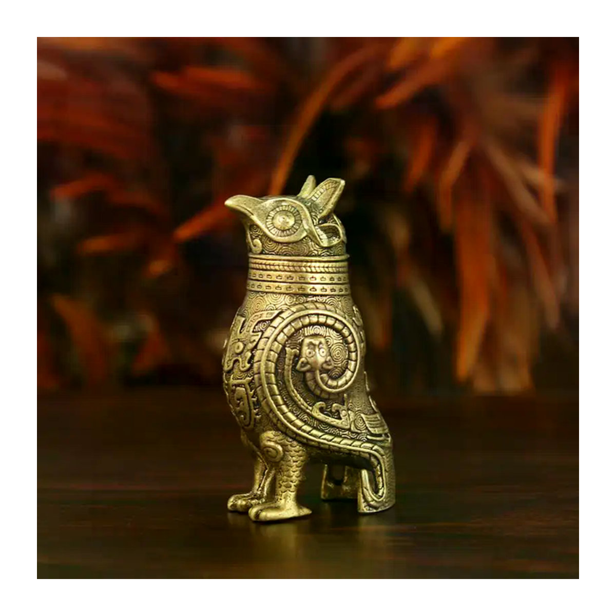 JETTING Eulen-Dekofigur aus Metall im Retro-Stil, Bronze-Optik, chinesisches Kulturartefakt für Teetisch und Eingangsbereich - Bild 1