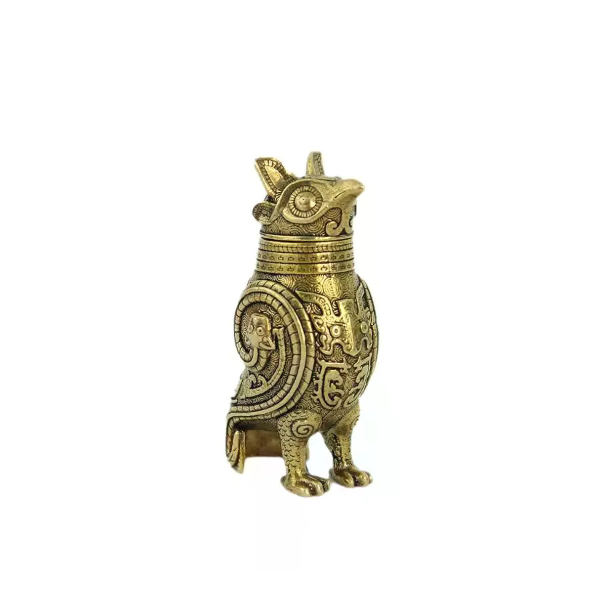 JETTING Eulen-Dekofigur aus Metall im Retro-Stil, Bronze-Optik, chinesisches Kulturartefakt für Teetisch und Eingangsbereich - Bild 2