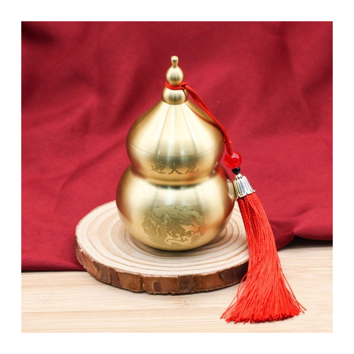 JETTING Feng Shui Wu-Lou Kürbis Schatzstatue aus Messing in Gold als orientalische Dekoration für Tisch und Regal - Bild 1