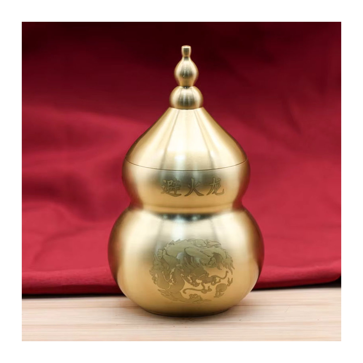 JETTING Feng Shui Wu-Lou Kürbis Schatzstatue aus Messing in Gold als orientalische Dekoration für Tisch und Regal - Bild 2