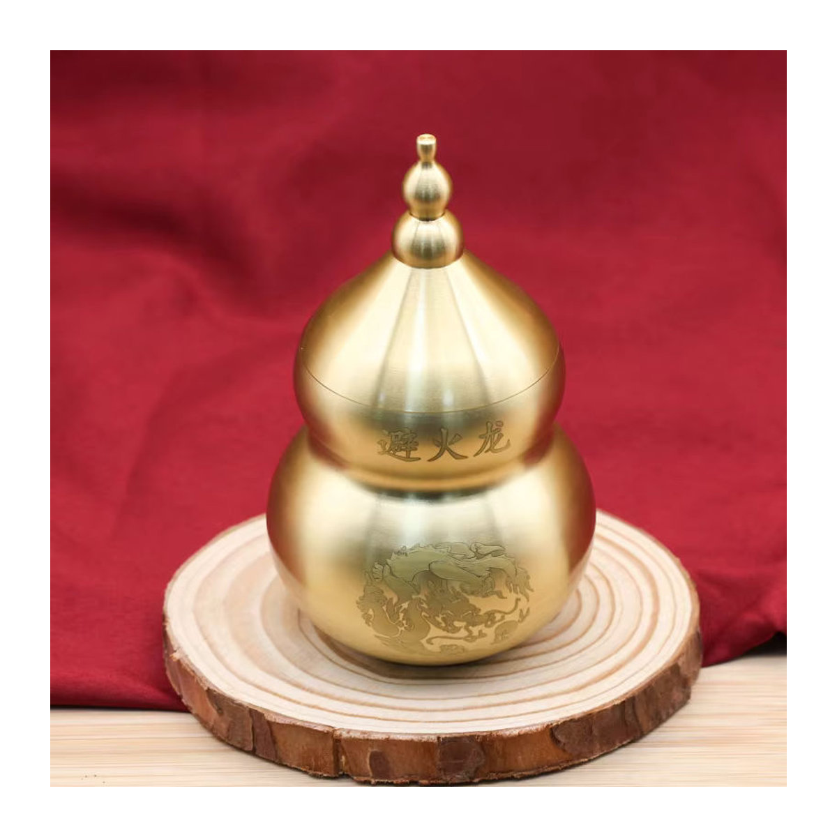 JETTING Feng Shui Wu-Lou Kürbis Schatzstatue aus Messing in Gold als orientalische Dekoration für Tisch und Regal - Bild 4
