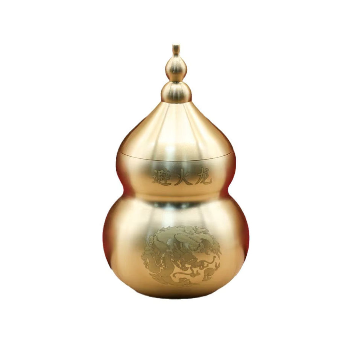 JETTING Feng Shui Wu-Lou Kürbis Schatzstatue aus Messing in Gold als orientalische Dekoration für Tisch und Regal - Bild 6