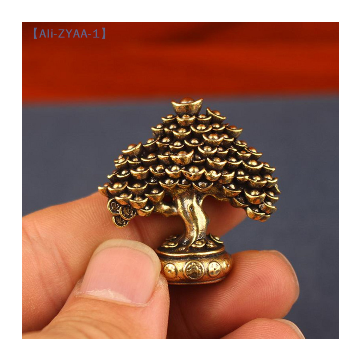 JETTING Glücksbaum-Deko aus Messing in Gold, Vintage Desktop-Skulptur als Topfbaum für Wohnzimmer und Büro - Bild 1
