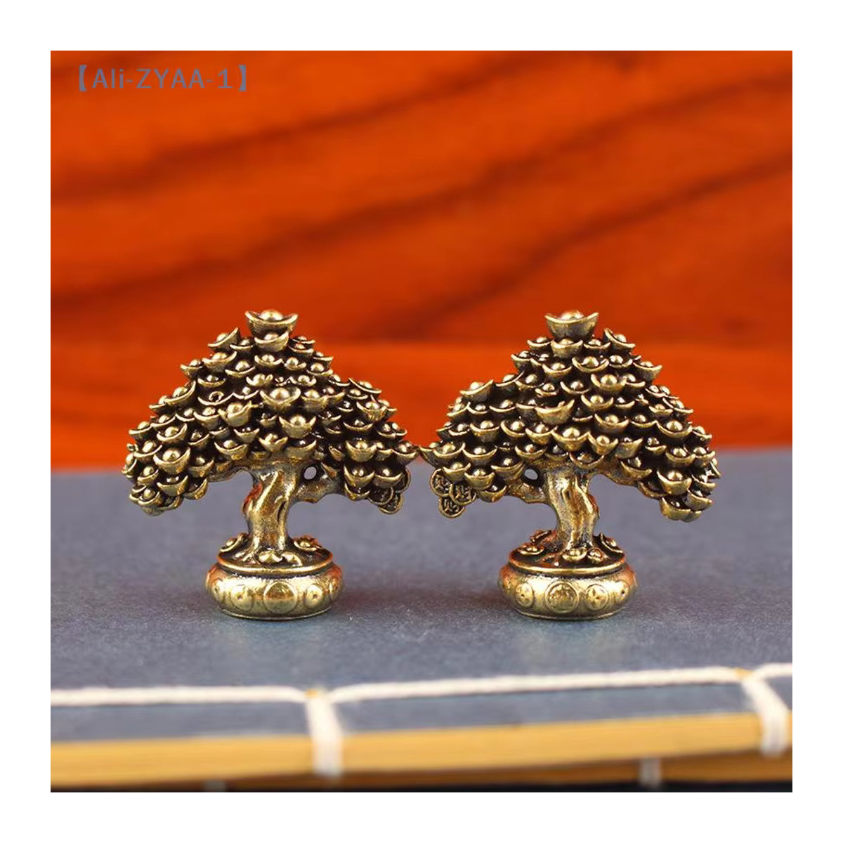 JETTING Glücksbaum-Deko aus Messing in Gold, Vintage Desktop-Skulptur als Topfbaum für Wohnzimmer und Büro - Bild 2