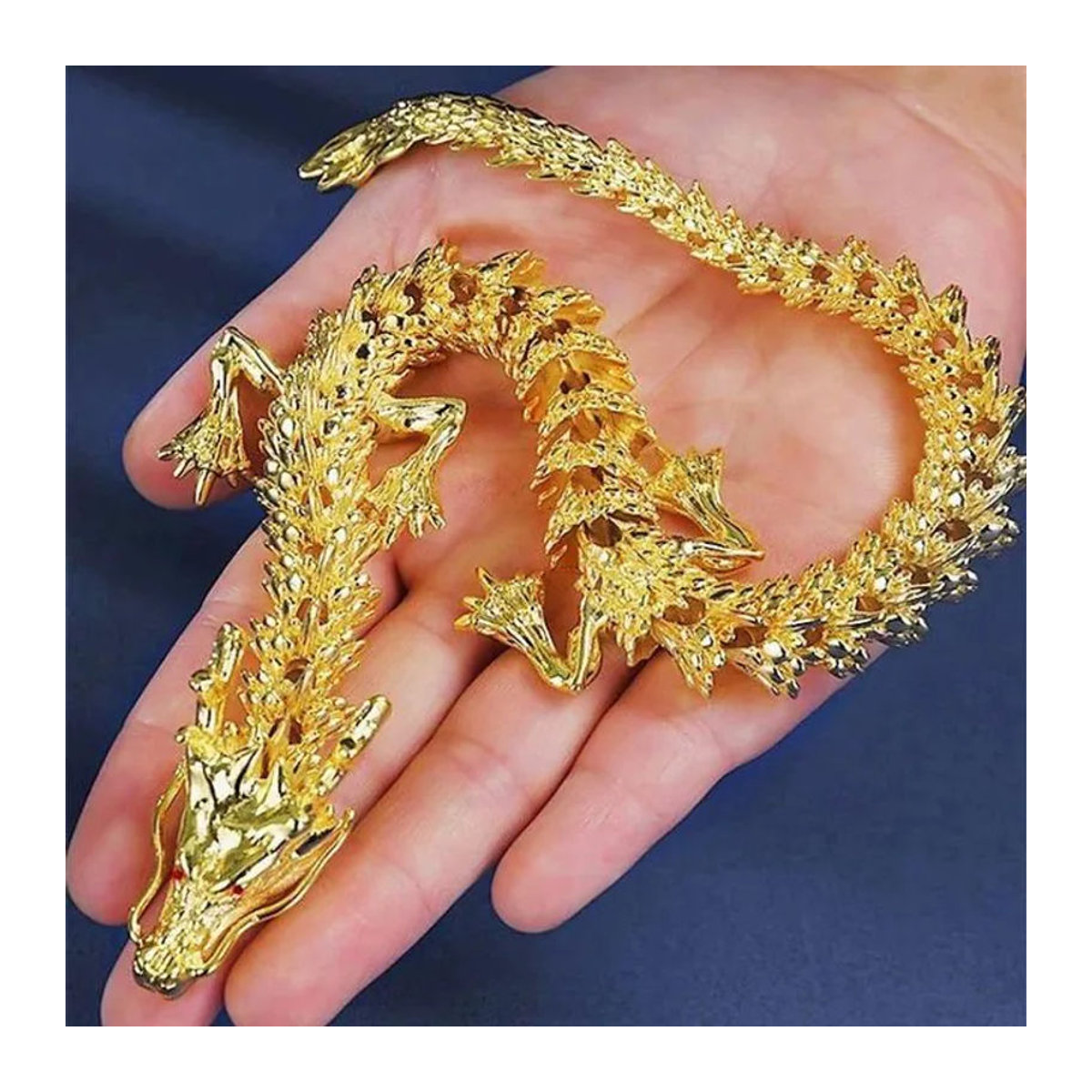 JETTING Goldener chinesischer Loong-Drache aus Metall als bewegliches Drachenornament für deine Dekoration zu Hause oder im Büro - Bild 1