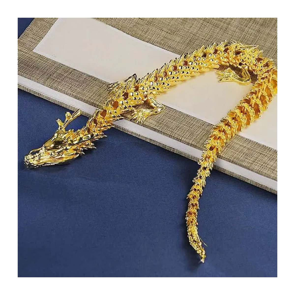 JETTING Goldener chinesischer Loong-Drache aus Metall als bewegliches Drachenornament für deine Dekoration zu Hause oder im Büro - Bild 3