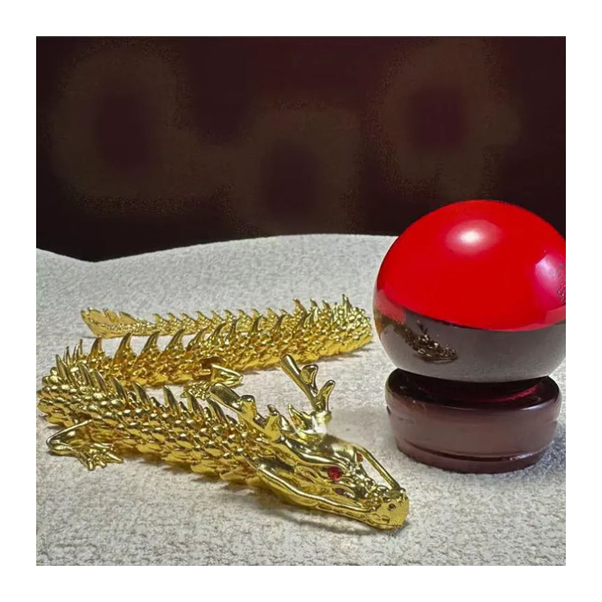 JETTING Goldener chinesischer Loong-Drache aus Metall als bewegliches Drachenornament für deine Dekoration zu Hause oder im Büro - Bild 4