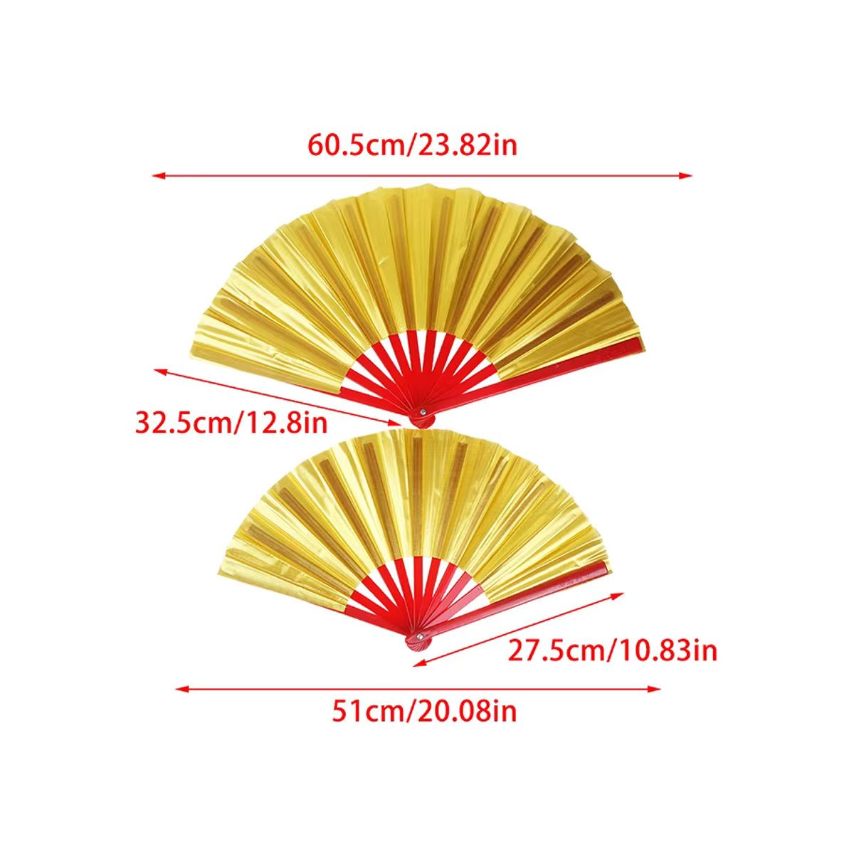 JETTING Goldener Laser-Faltfächer mit holografischem Design, 20,32 x 20,32 cm, Orientalischer Tai-Chi-Kung-Fu-Fächer aus Kunststoff - Bild 4
