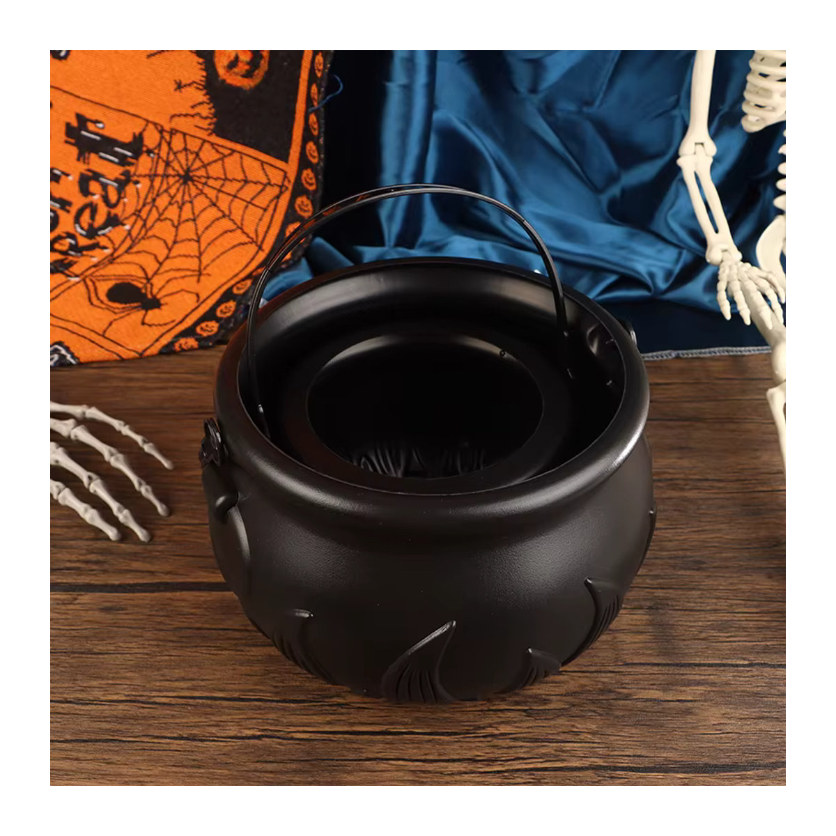 JETTING Halloween Dekoration Kessel aus Kunststoff und Glas in Schwarz mit Schädel-Effekt für Nebel und Rauch - Bild 4