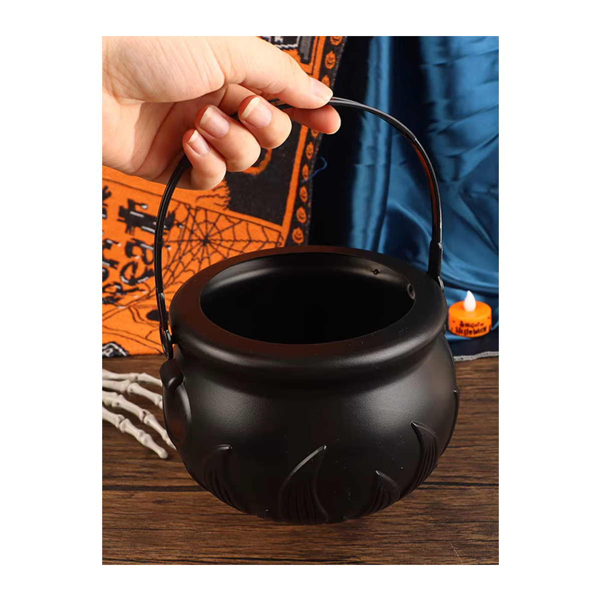 JETTING Halloween Dekoration Kessel aus Kunststoff und Glas in Schwarz mit Schädel-Effekt für Nebel und Rauch - Bild 7