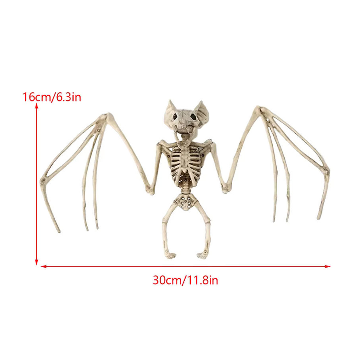 JETTING Halloween Fledermaus-Skelett Dekoration aus Kunststoff in Weiß und Beige zum Aufhängen - Bild 5