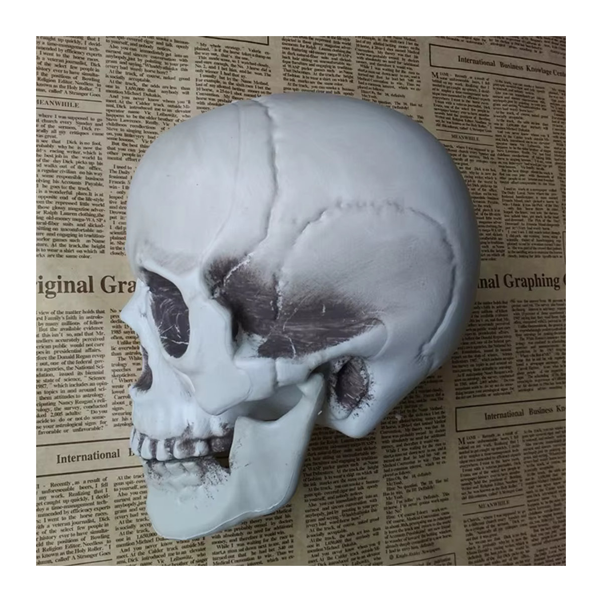 JETTING Halloween Totenkopf aus Kunststoff, weißes Skelett-Ornament für Grusel-Dekoration - Bild 3