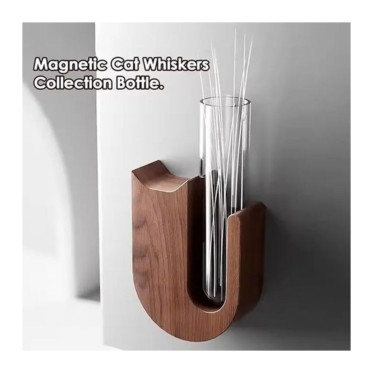 JETTING Katzenbart-Sammlervase aus Holz und Glas in Braun zur Wandmontage - Bild 1