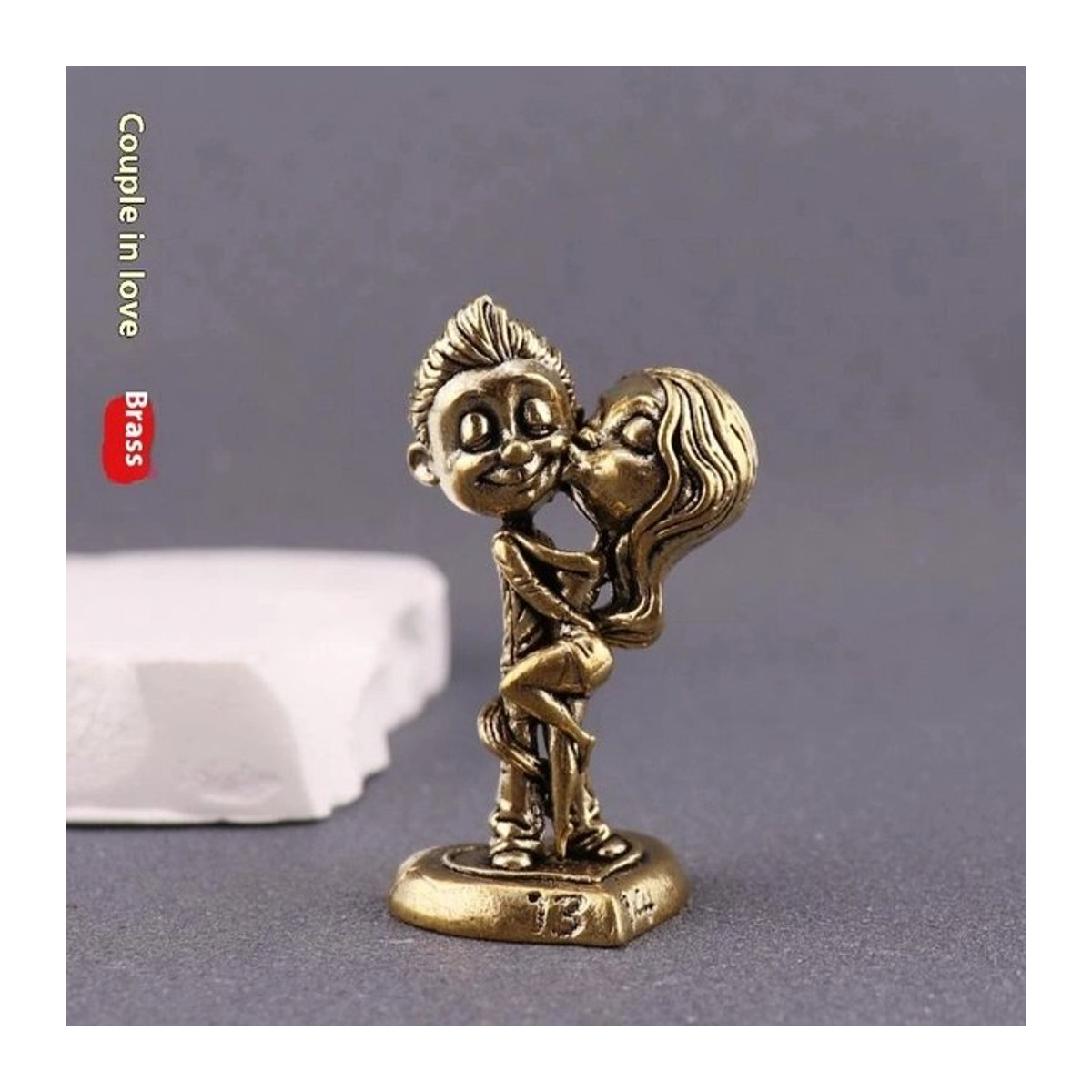 JETTING Messing Retro Paar-Ornament aus Kupfer in Gold als kreative Miniatur-Figuren zur Wohndekoration - Bild 1