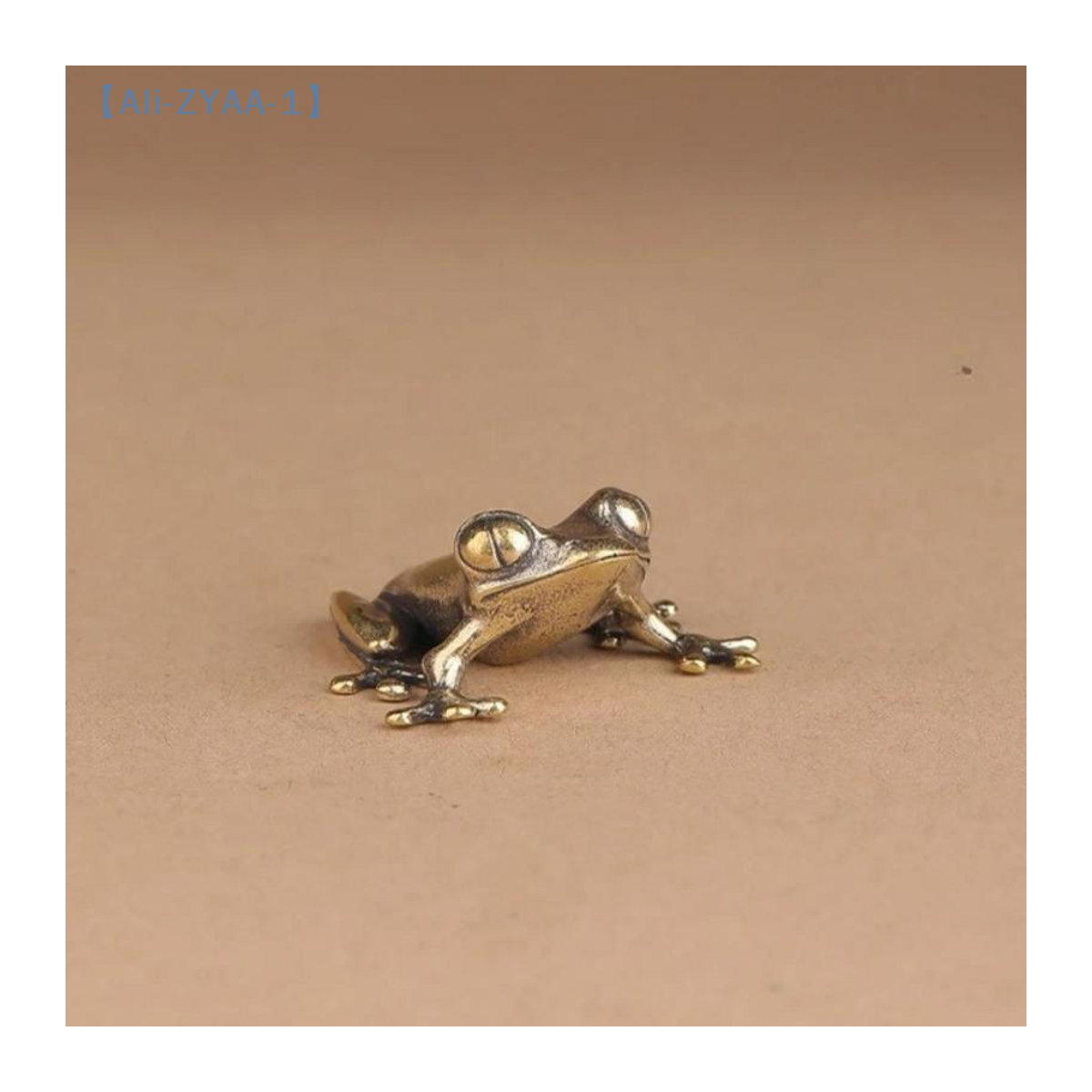 JETTING Mini-Frosch-Miniatur aus Messing in Gold, Vintage Tierfigur als Desktop-Ornament und Tee-Haustier-Dekoration - Bild 1