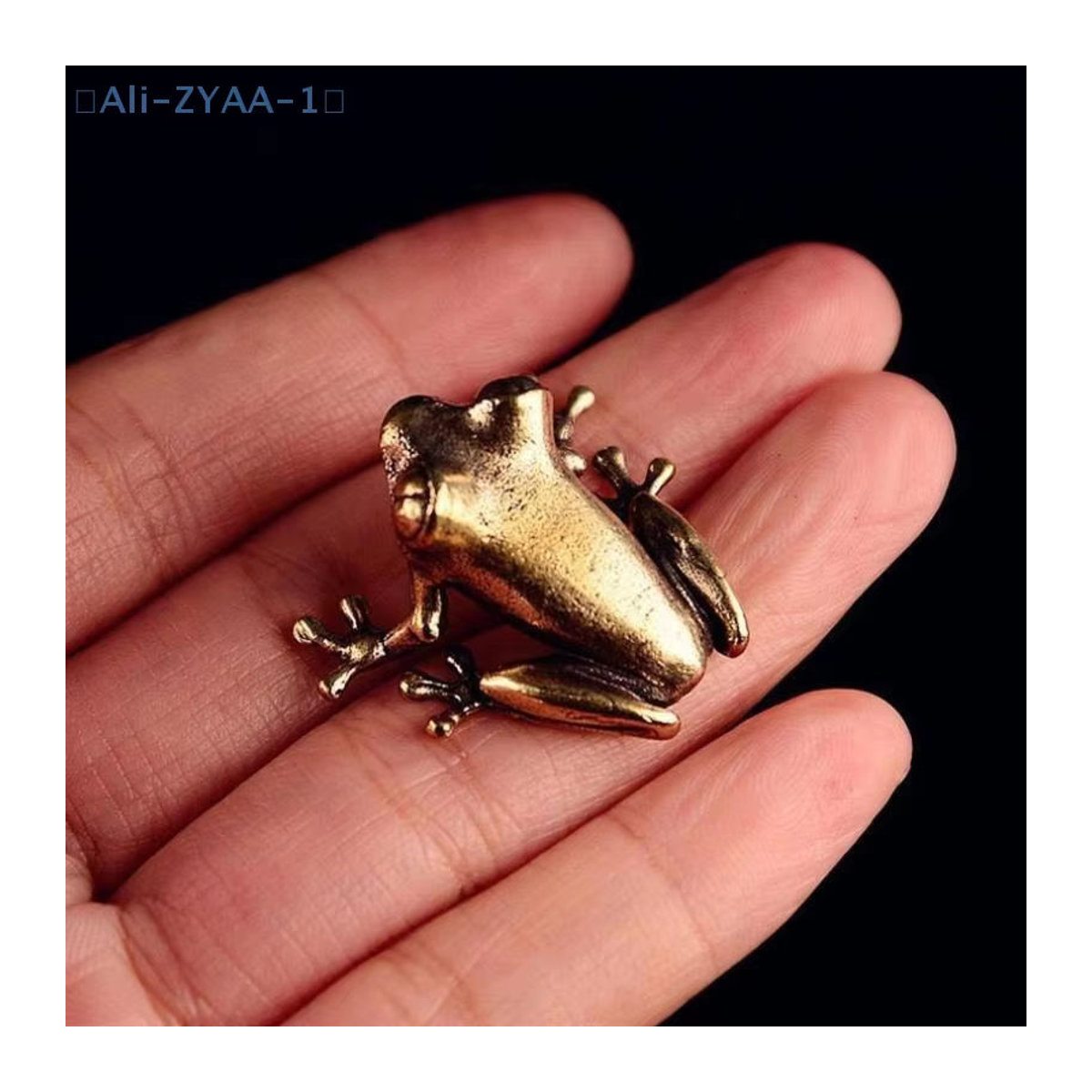 JETTING Mini-Frosch-Miniatur aus Messing in Gold, Vintage Tierfigur als Desktop-Ornament und Tee-Haustier-Dekoration - Bild 3