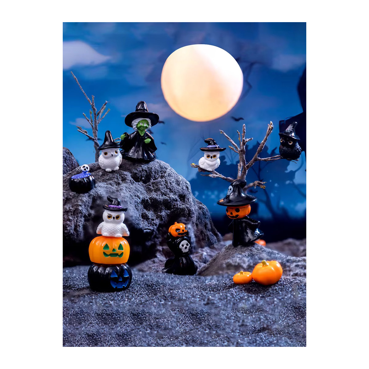 JETTING Mini Halloween Ornament Set aus Kunstharz mit Hexe, Geist und Kürbis in Mehrfarbig für Puppenhaus und Desktop-Dekoration - Bild 4