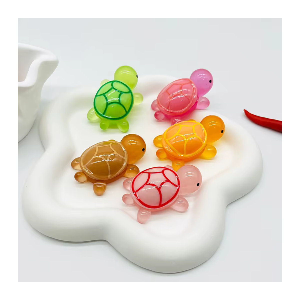 JETTING Mini-Schildkröten Figuren aus Kunstharz in Orange und Mehrfarbig als leuchtende Dekoration für Mikrolandschaften und Heimdekoration - Bild 2