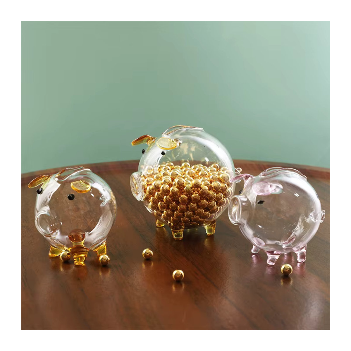 JETTING Mini-Schwein-Spardose aus transparentem Glas als dekorative Münzbank - Bild 4