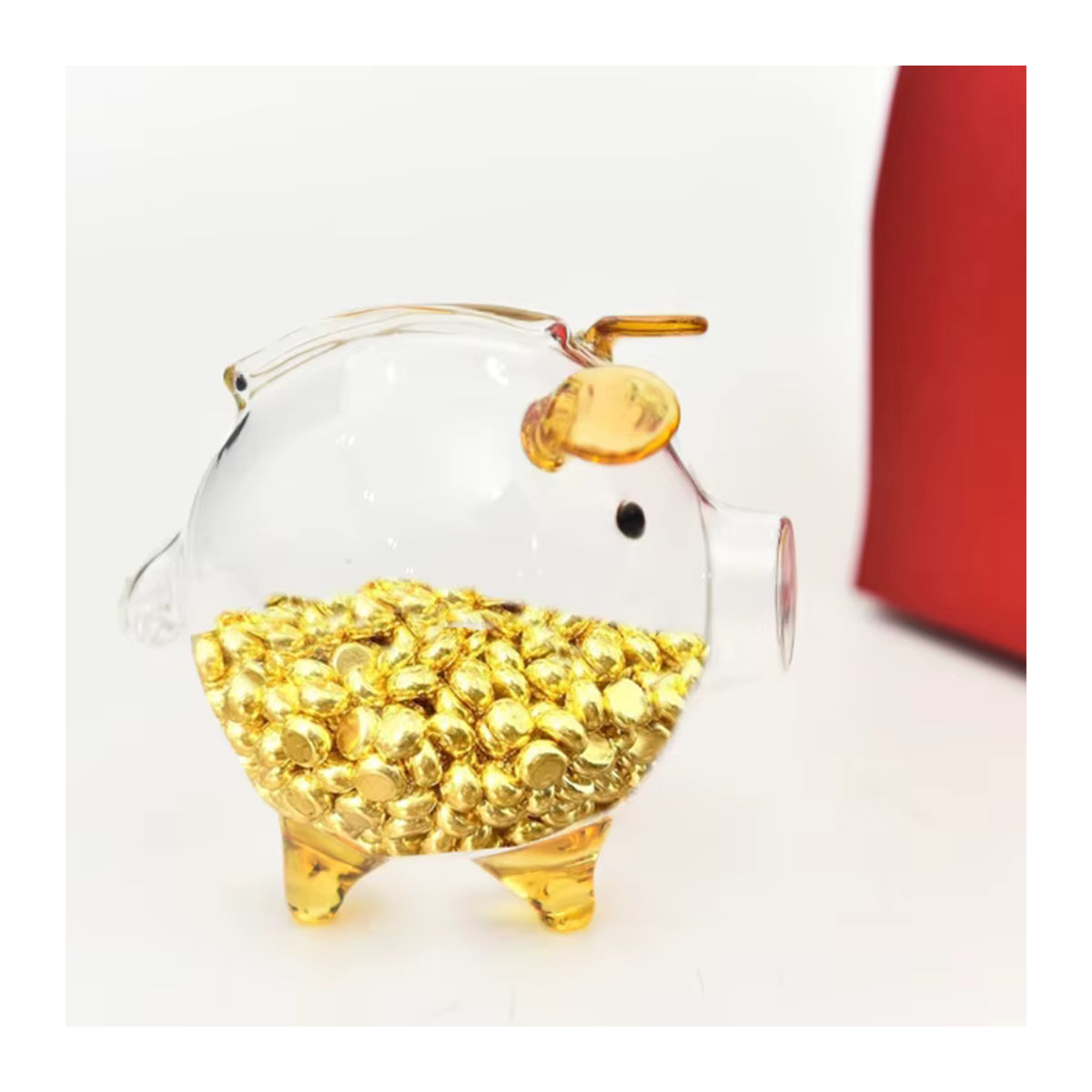 JETTING Mini-Schwein-Spardose aus transparentem Glas als dekorative Münzbank - Bild 6