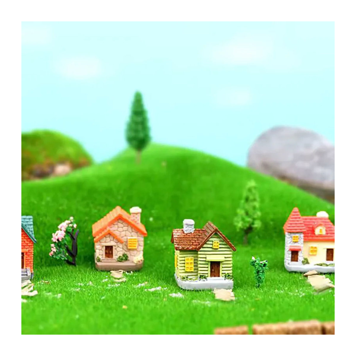 JETTING Miniatur-Feengartenhaus Villa aus Kunstharz, mehrfarbiges Deko-Ornament für Bonsai und DIY-Landschaftsbau - Bild 5
