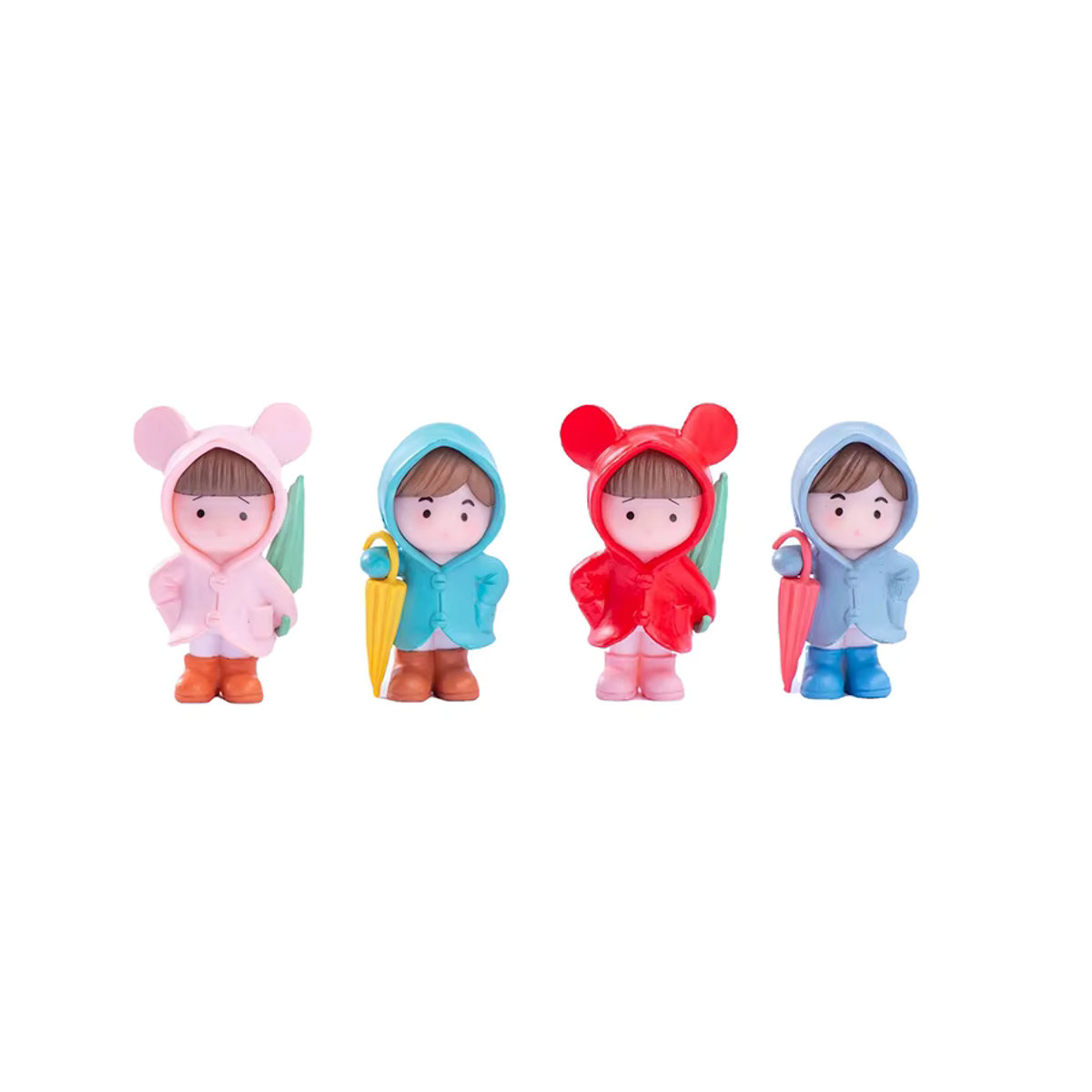 JETTING Miniatur Figuren mit Regenschirm und Regenmantel für Kinder als DIY Garten Ornament Zubehör aus Kunststoff in Mehrfarbig - Bild 4