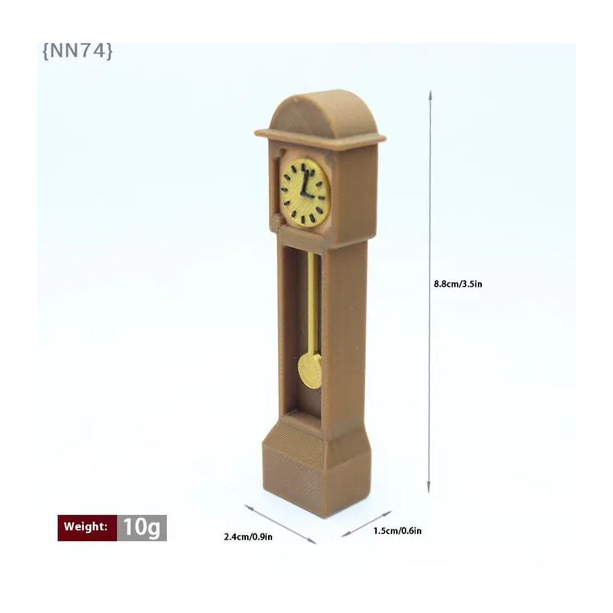 JETTING Miniatur-Retro-Standuhr aus Holz und Kunststoff in Braun für Puppenhäuser - Bild 1