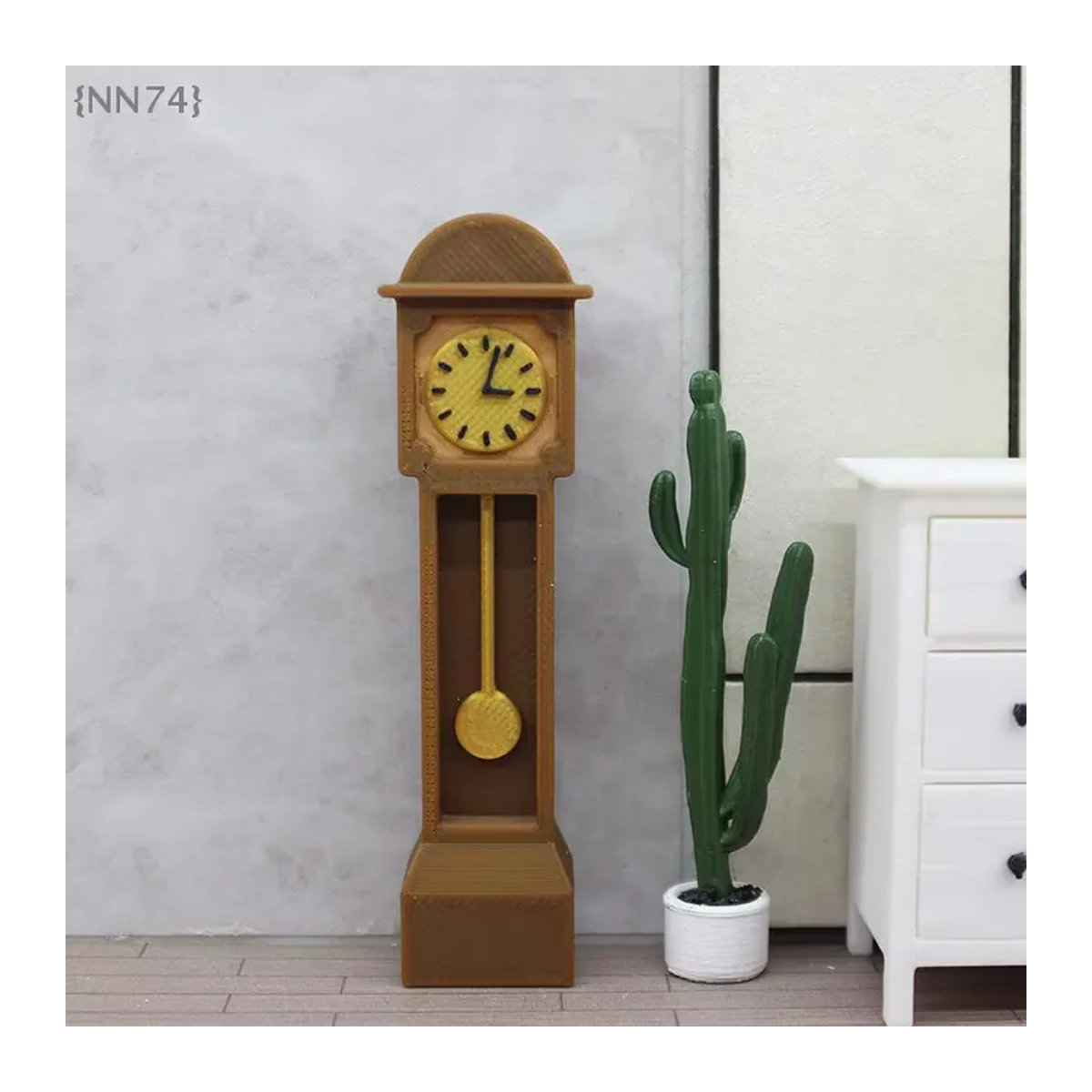 JETTING Miniatur-Retro-Standuhr aus Holz und Kunststoff in Braun für Puppenhäuser - Bild 2