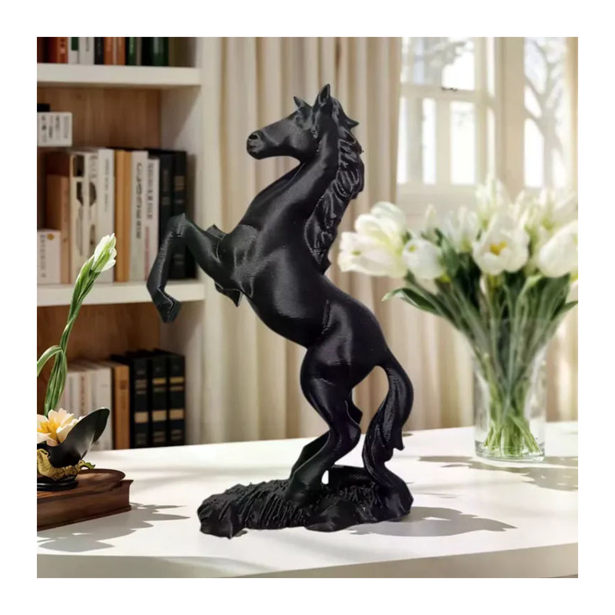 JETTING Pegasus-Skulptur aus Kunststoff in Schwarz als moderne Tierkunst-Dekoration - Bild 3