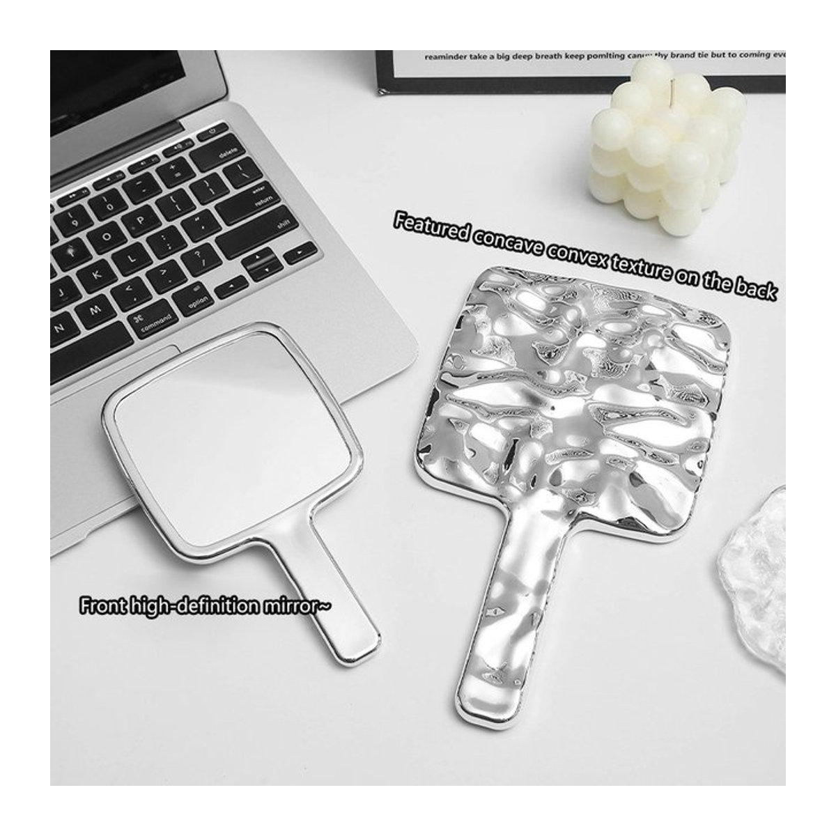 JETTING Reise-Make-up-Spiegel aus Metall in Silber mit unregelmäßigem Wellendesign und modernem Design - Bild 1