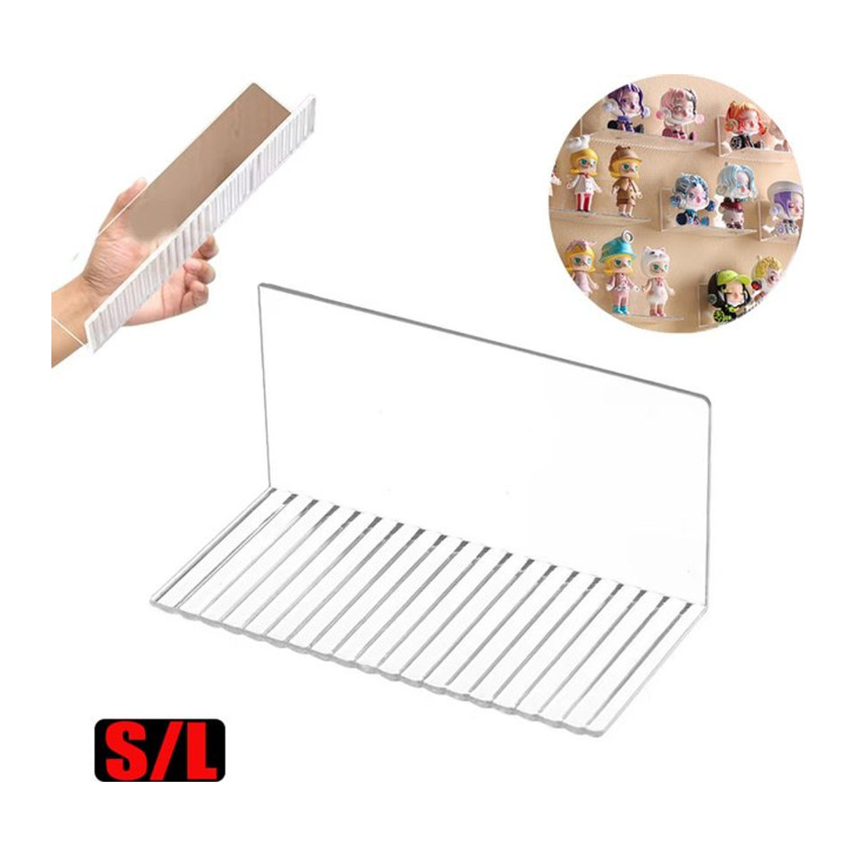 JETTING Selbstklebendes Wandregal aus transparentem Acryl für Figuren und Aromatherapie-Halter, minimalistisches Design - Bild 1