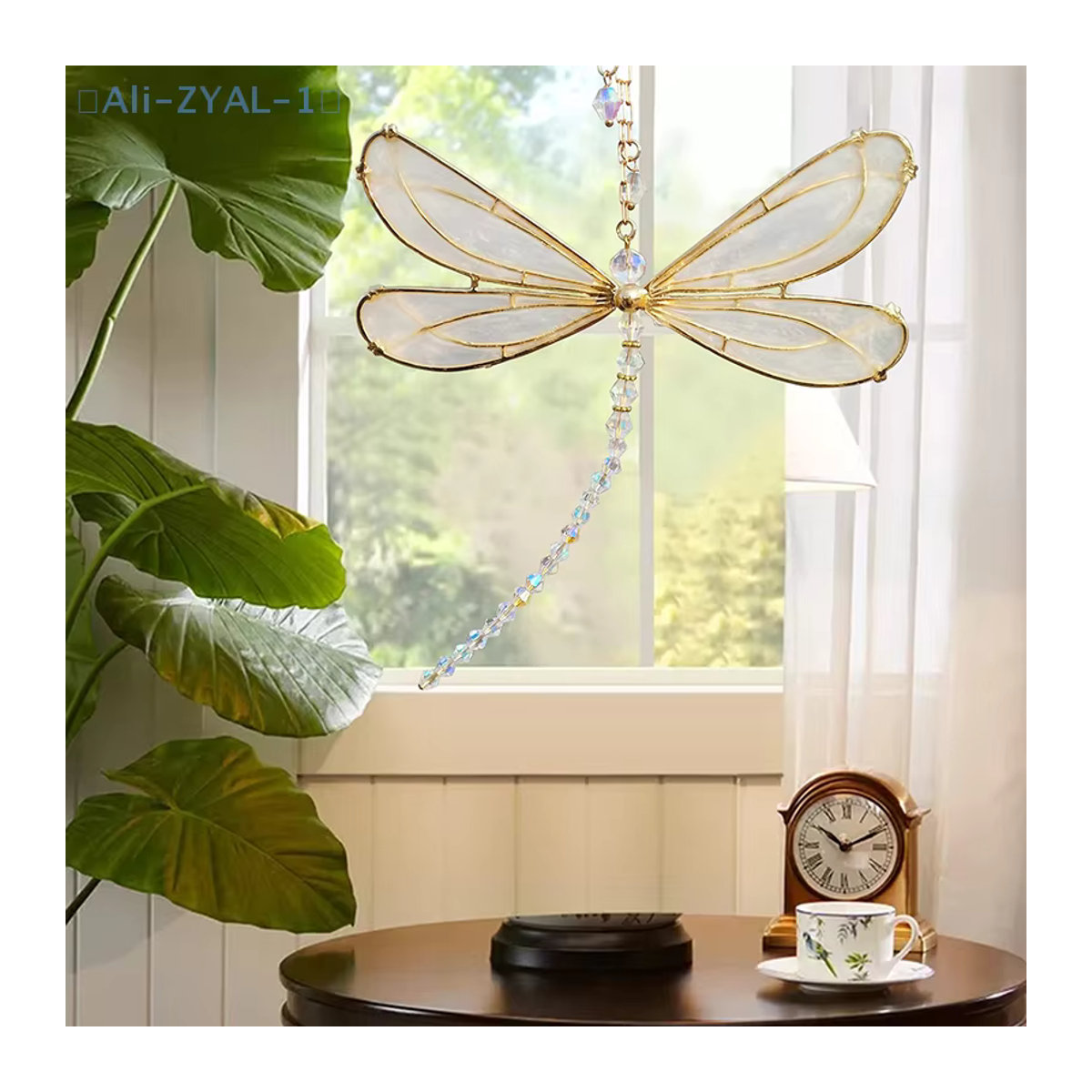 JETTING Sonnenfänger Schmetterling und Libelle aus Metall und Kristall in Gold als dekoratives Windspiel für Garten und Fenster - Bild 2