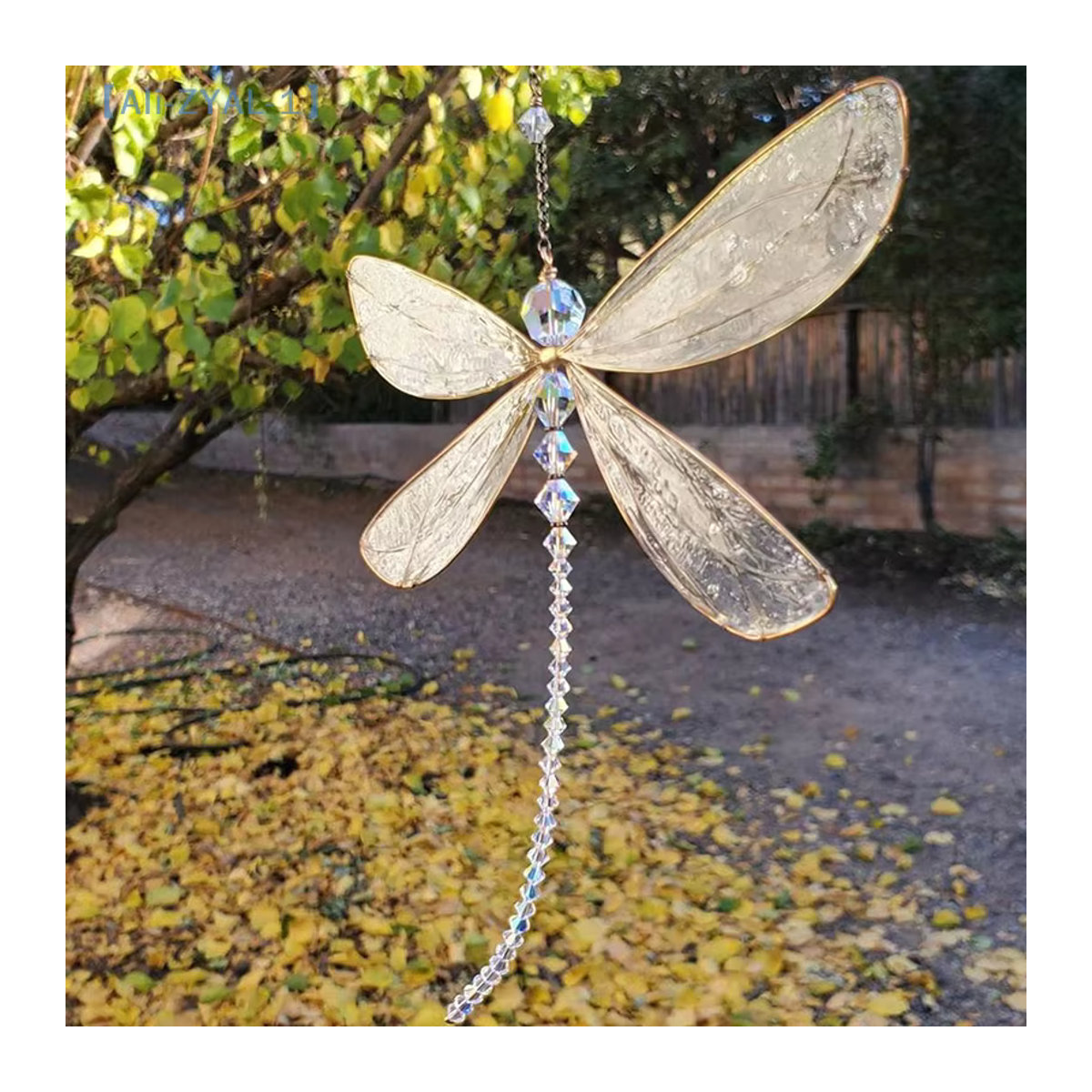 JETTING Sonnenfänger Schmetterling und Libelle aus Metall und Kristall in Gold als dekoratives Windspiel für Garten und Fenster - Bild 4