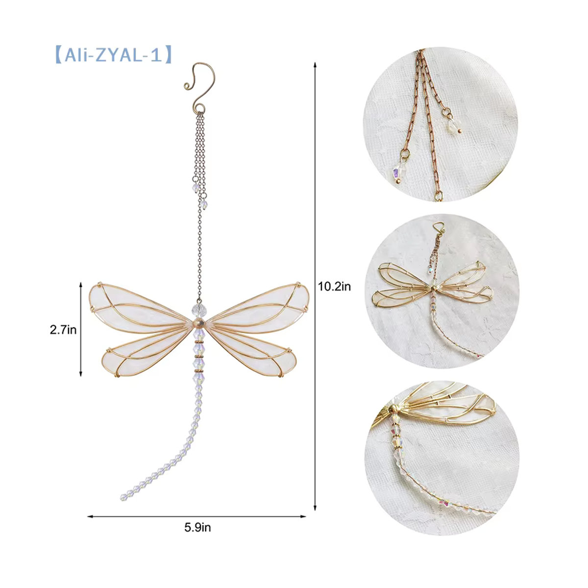 JETTING Sonnenfänger Schmetterling und Libelle aus Metall und Kristall in Gold als dekoratives Windspiel für Garten und Fenster - Bild 5