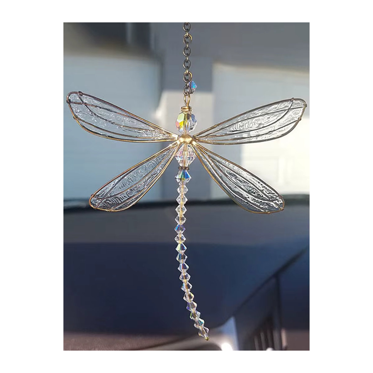 JETTING Sonnenfänger Schmetterling und Libelle aus Metall und Kristall in Gold als dekoratives Windspiel für Garten und Fenster - Bild 6