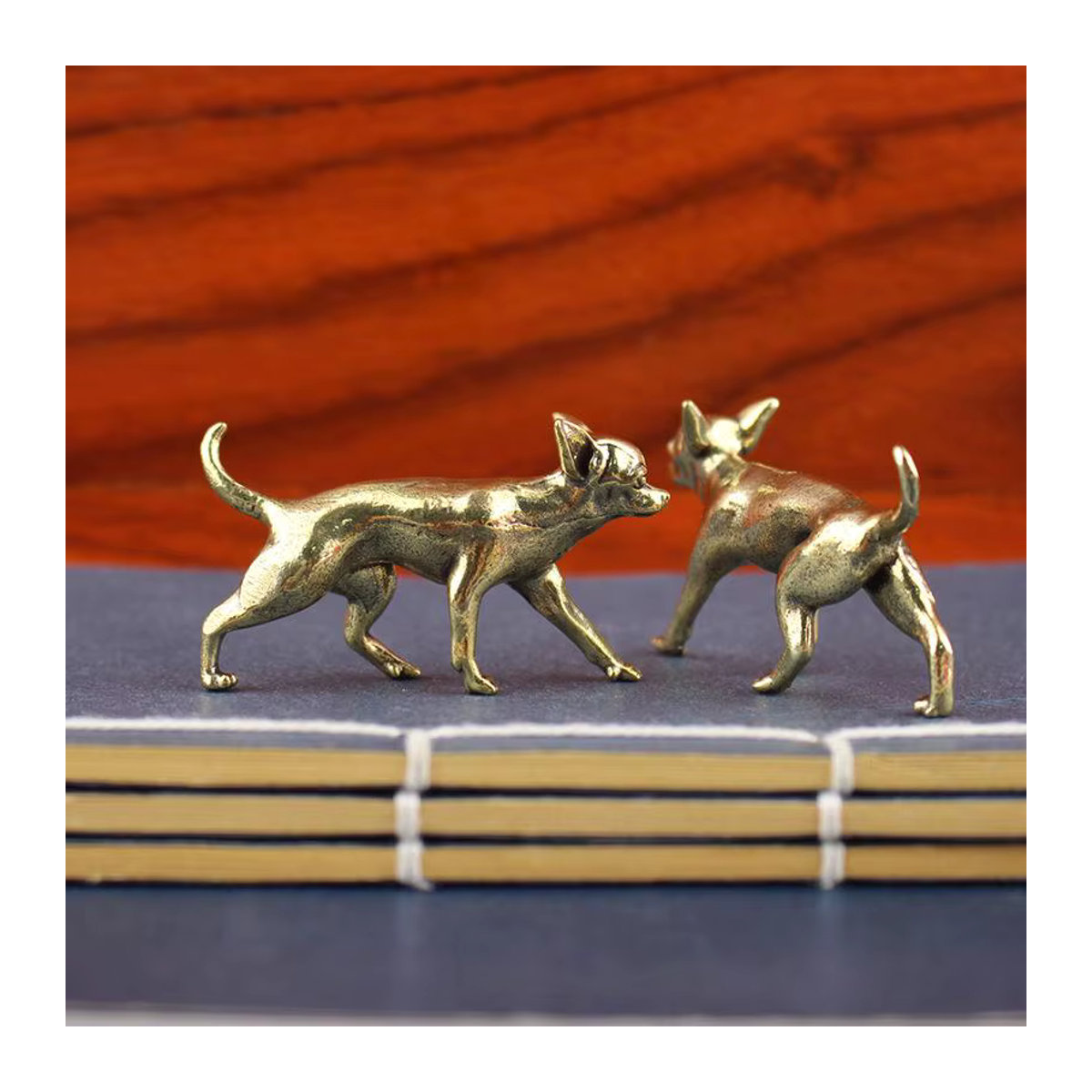 JETTING Tierfigur Haarloser Hund Welpe aus Messing in Gold, stehend - Bild 4
