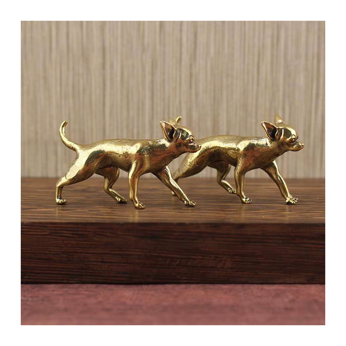 JETTING Tierfigur Haarloser Hund Welpe aus Messing in Gold, stehend - Bild 5