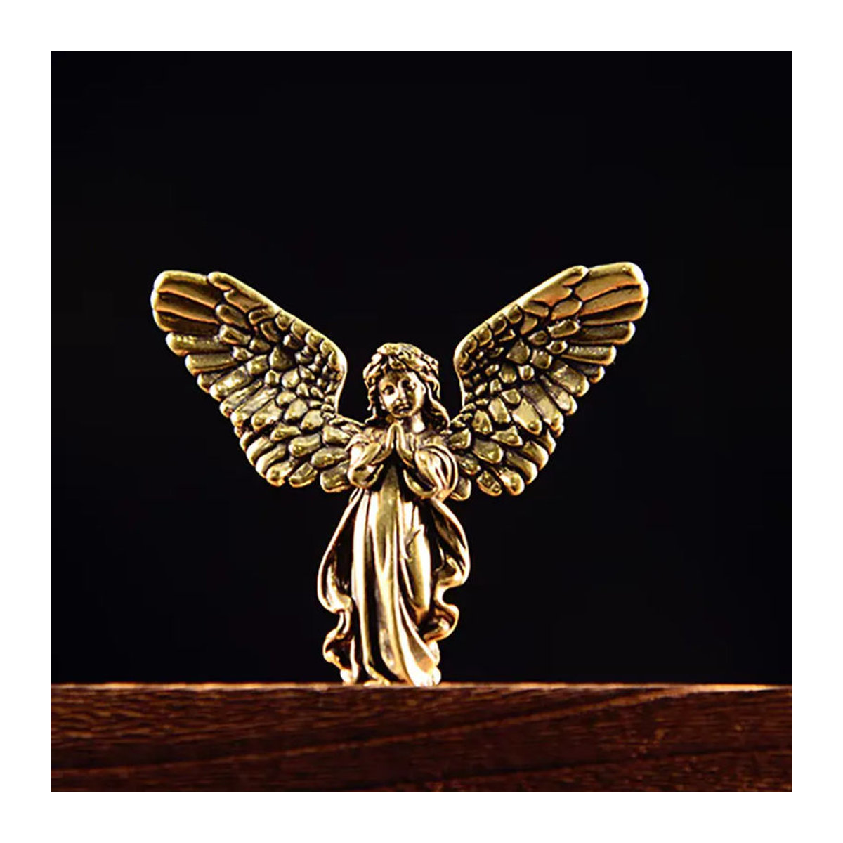 JETTING Vintage Engel-Figur aus Messing in Gold als dekorative Miniatur-Statue für dein Zuhause - Bild 3