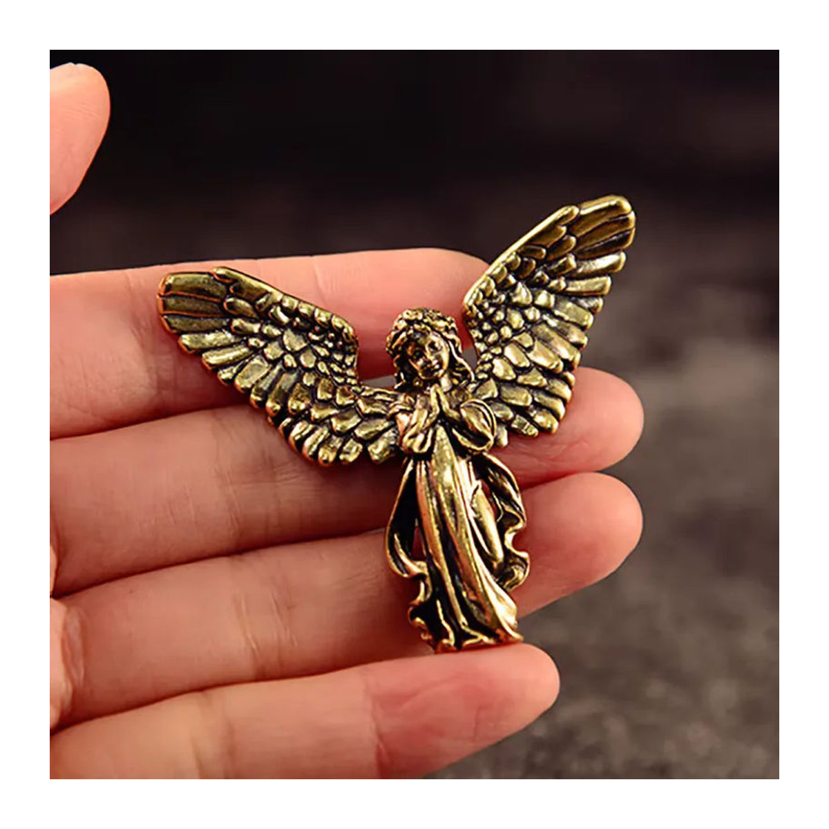 JETTING Vintage Engel-Figur aus Messing in Gold als dekorative Miniatur-Statue für dein Zuhause - Bild 5